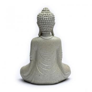 Meditation Buddha – steingrau – mit Teelichthalter -